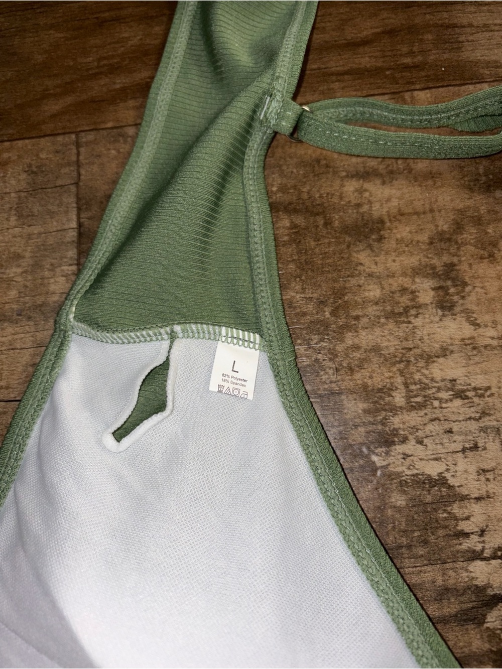 Green Ruffle Wrap Around Bikini Top Size Large - Picture 3 of 3
